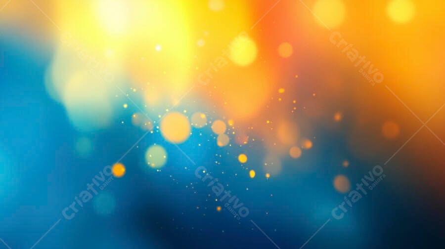 Fundo abstrato com luzes bokeh vibrantes azul amarelo laranja efeito