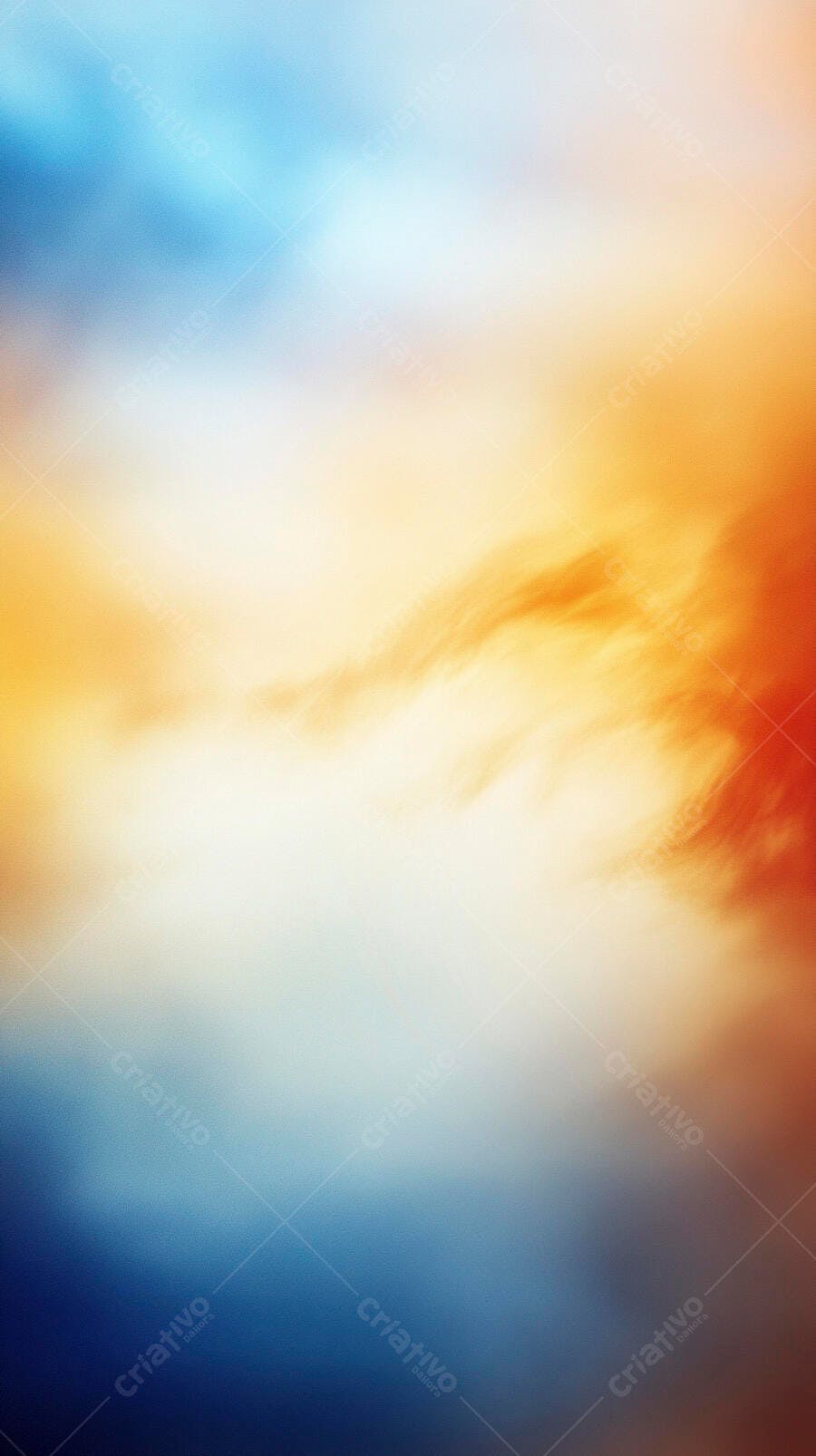 Gradiente abstrato de céu azul laranja e branco com foco suave