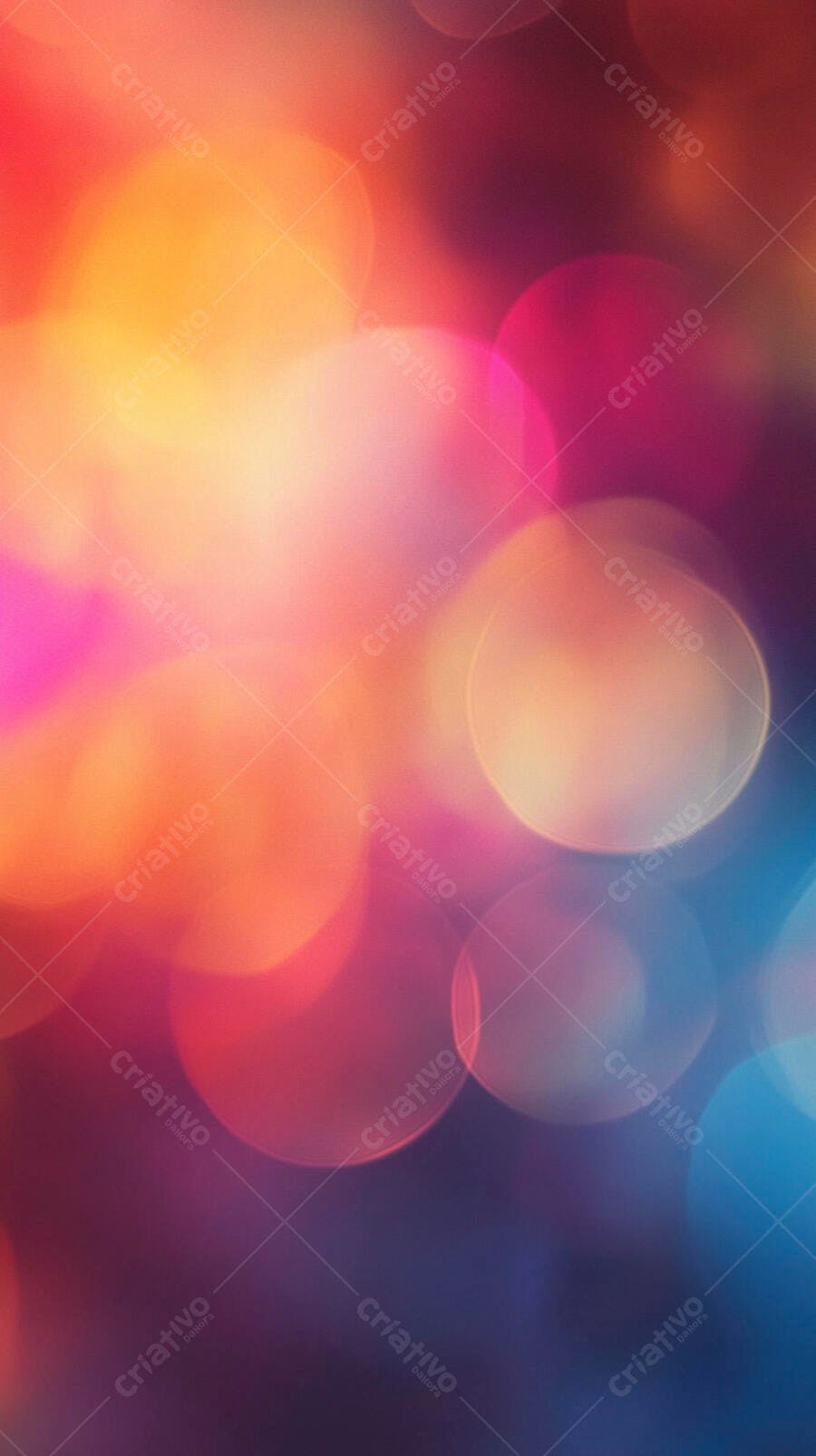 Luzes bokeh vibrantes em fundo abstrato laranja rosa e azul festivo