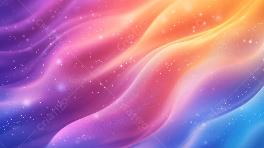Fundo abstrato com ondas coloridas e brilhos etéreos degradê vibrante