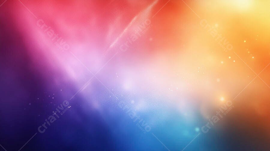 Fundo abstrato gradiente vibrante com cores quentes e frias e partículas de luz