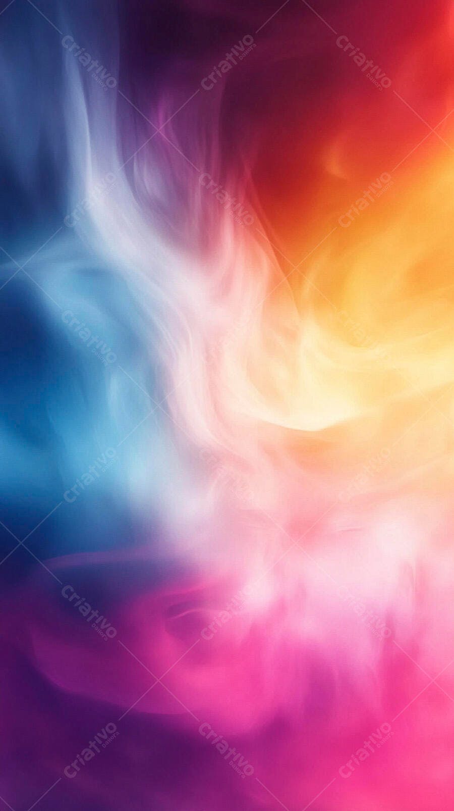 Gradiente vibrante de fumaça abstrata em tons azul roxo e laranja avermelhado