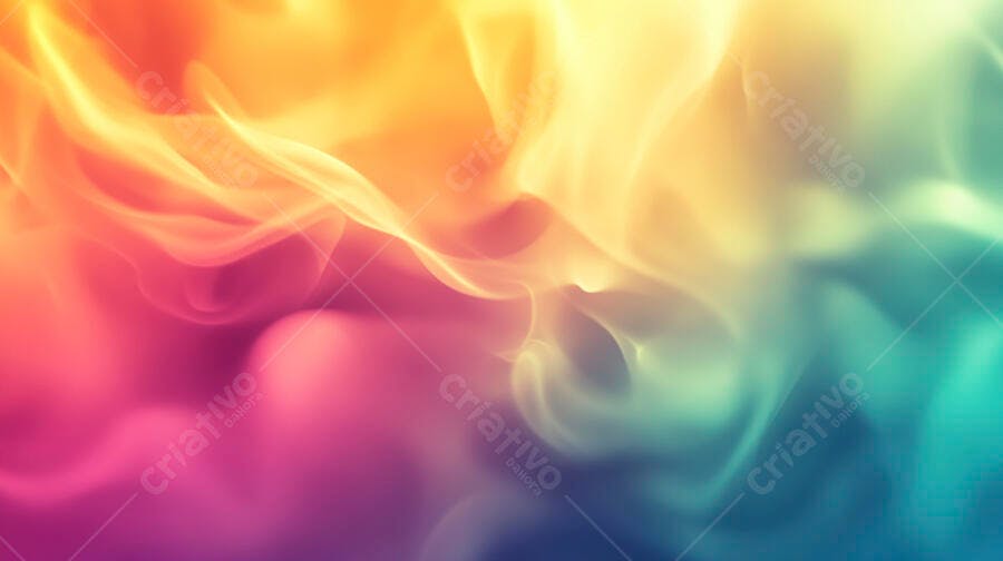 Gradiente de cores vibrantes fumaça etérea em tons quentes e frios