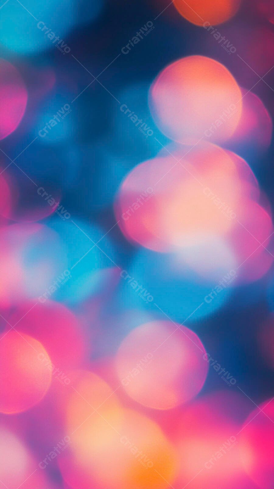 Luzes bokeh coloridas azul rosa e laranja em fundo abstrato vibrante