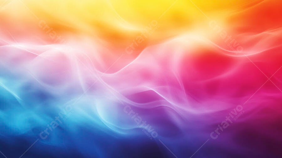 Fundo abstrato gradiente vibrante com ondas coloridas e luz difusa