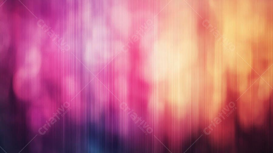 Fundo abstrato com luzes bokeh rosa laranja e roxo vibrantes e linhas verticais