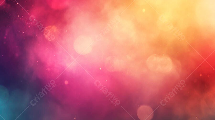 Fundo abstrato bokeh vibrante com gradiente de luzes rosa laranja e azul
