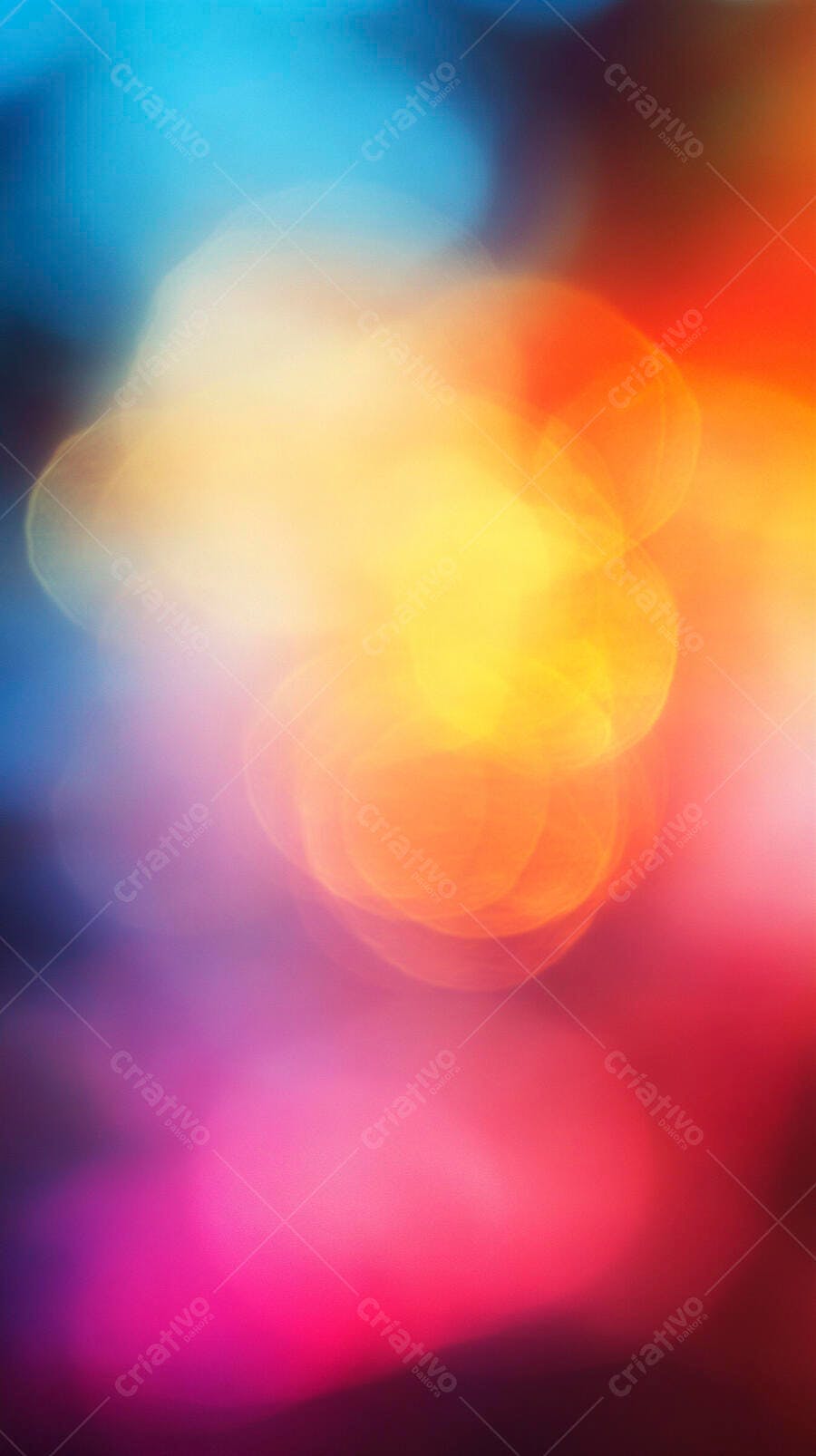 Fundo abstrato de bokeh vibrante com gradiente de cores quentes e frias
