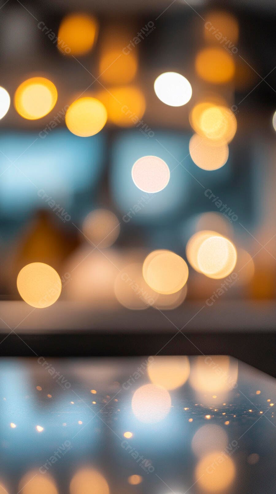 Luzes bokeh abstratas laranja e azul com reflexos suaves
