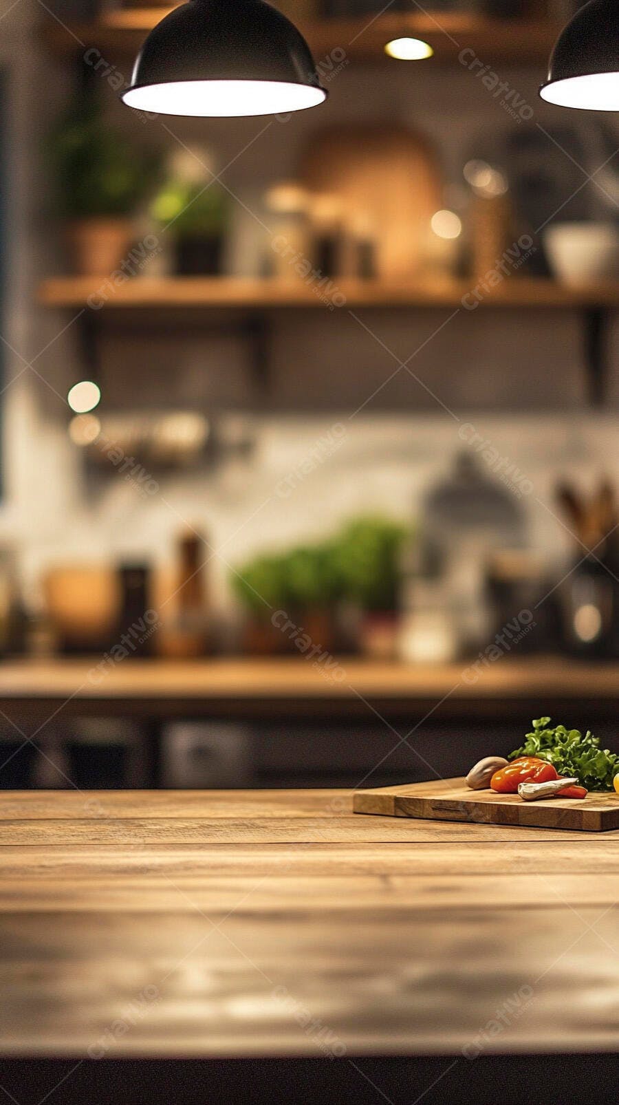Bancada de cozinha de madeira com vegetais frescos para cozinhar