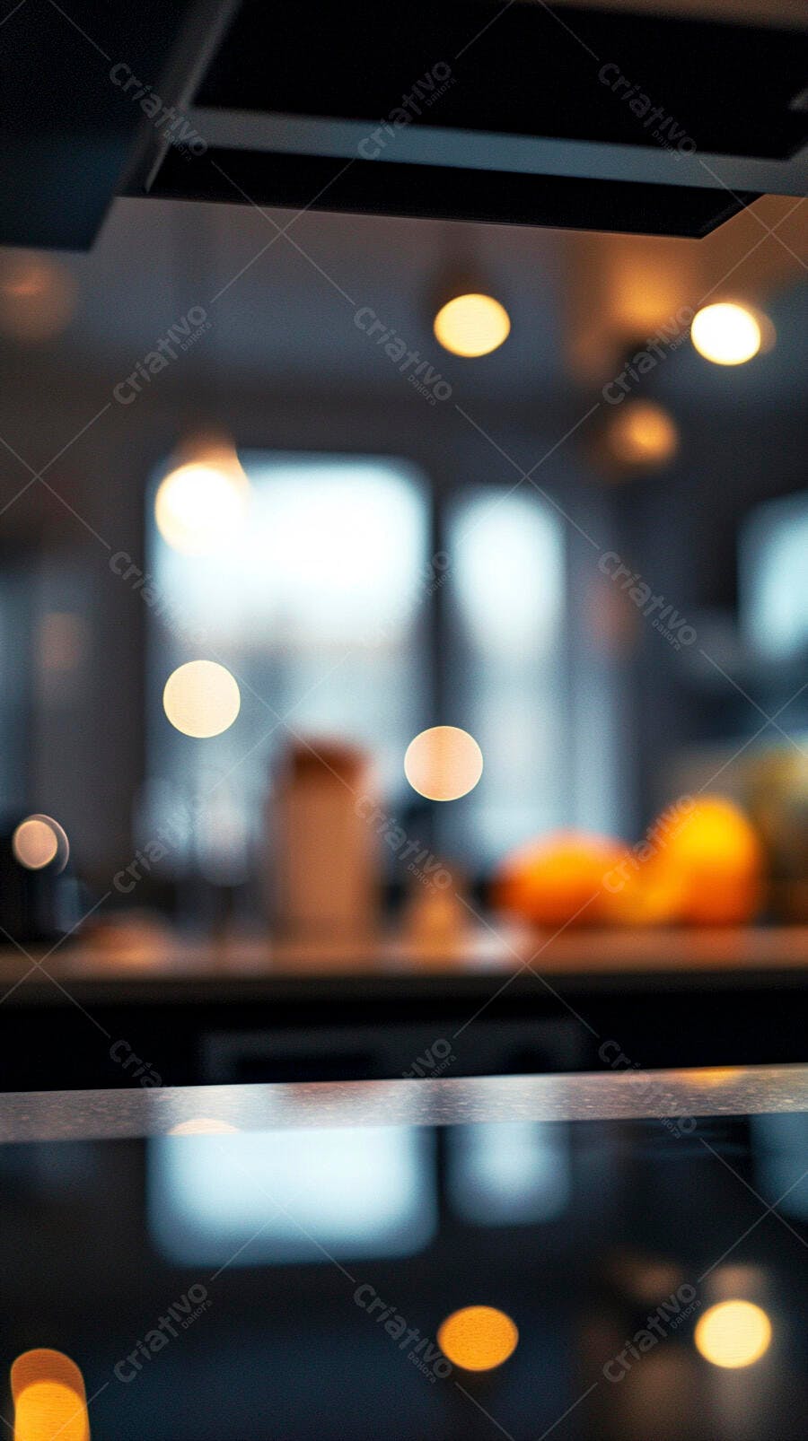 Luzes bokeh quentes em fundo desfocado de ambiente moderno