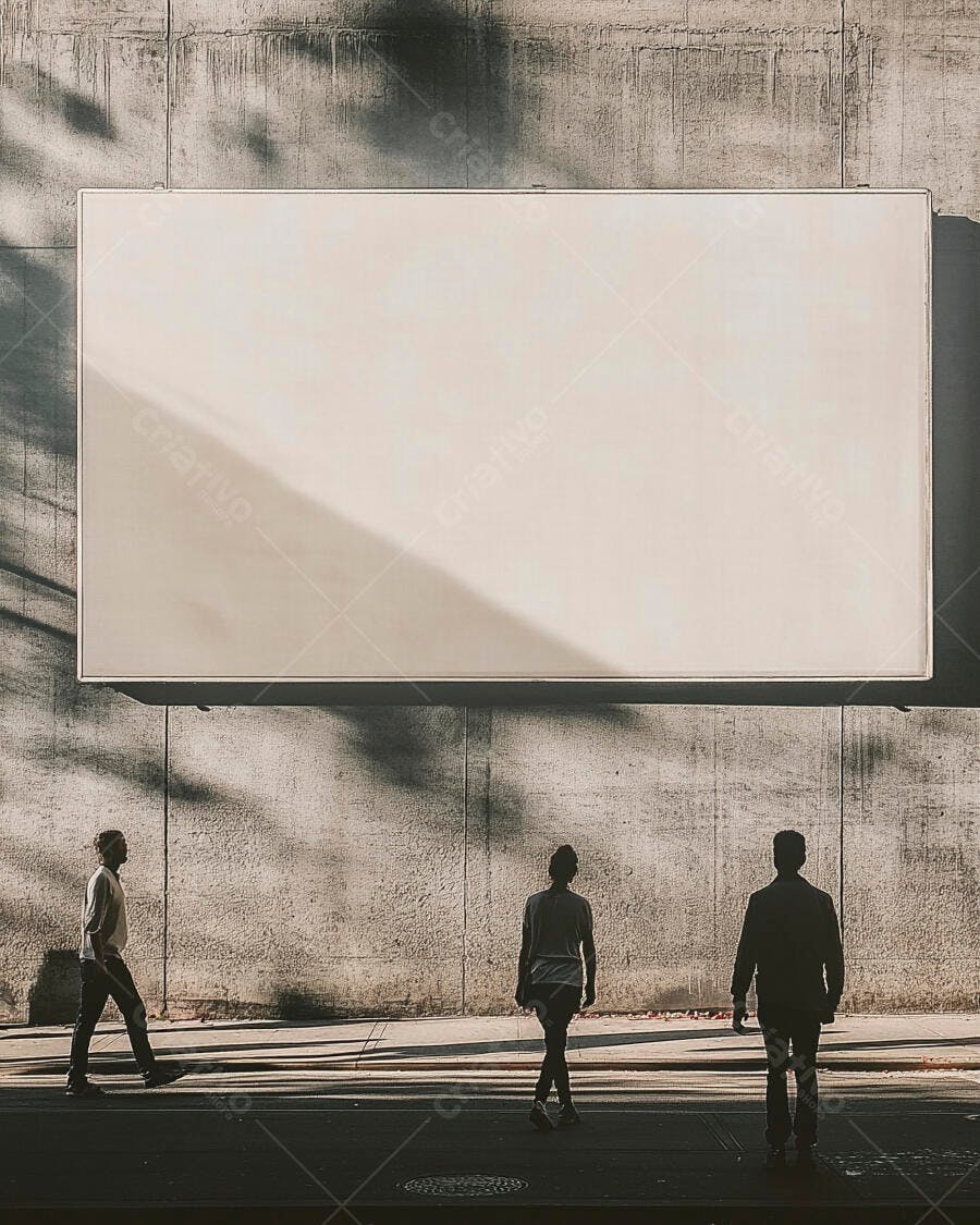 Outdoor branco mockup em parede de concreto cinza com pedestres na rua