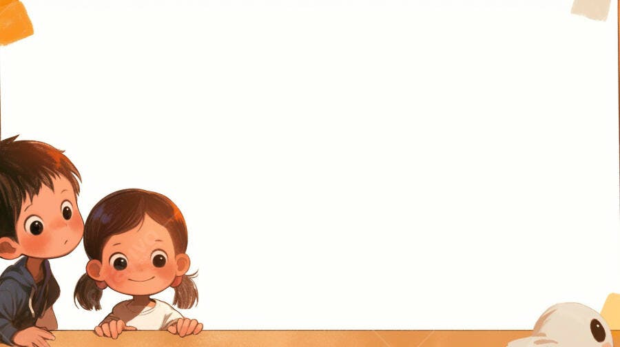 Crianças asiáticas menino e menina felizes espiando fundo branco