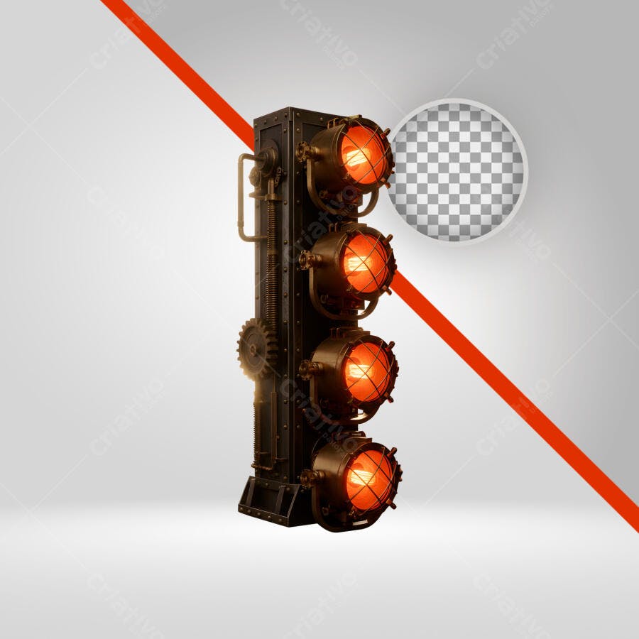 Sinal Industrial Steampunk Lâmpadas Laranja PNG com fundo transparente