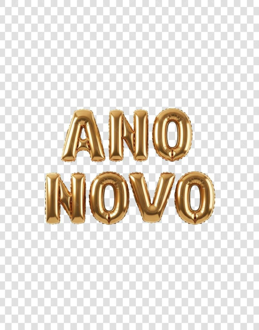 Letreiro 3D Balões Dourados Ano Novo PNG com fundo transparente
