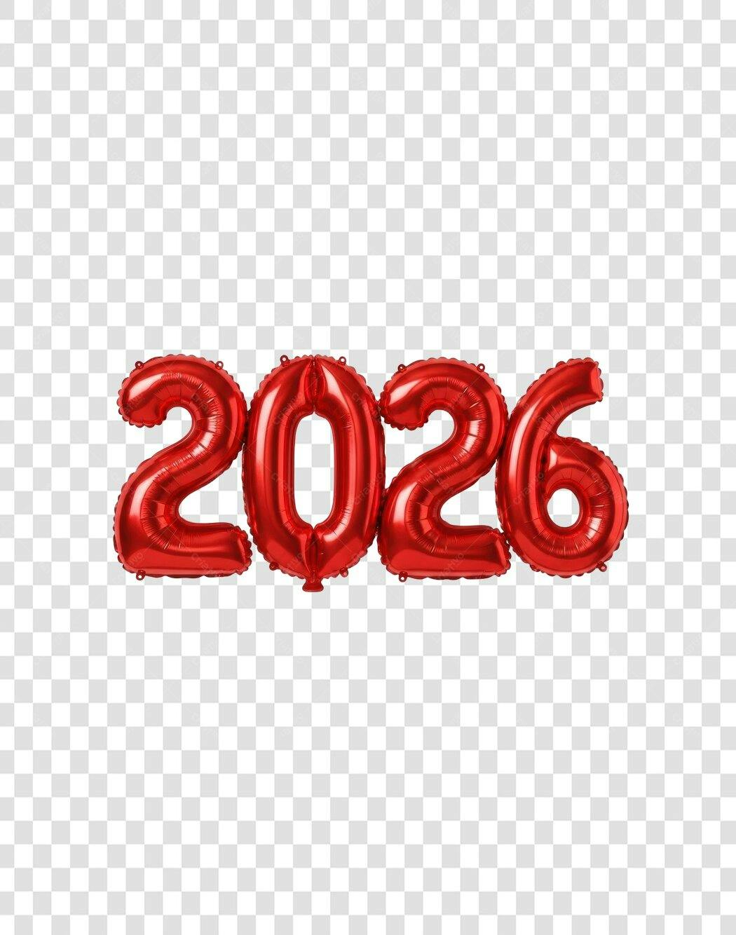 Número 2026 Balões Vermelhos Celebração Ano Novo PNG com fundo transparente
