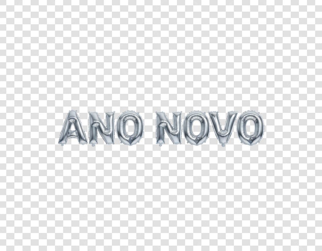 Texto Ano Novo balões prateados para celebração PNG com fundo transparente