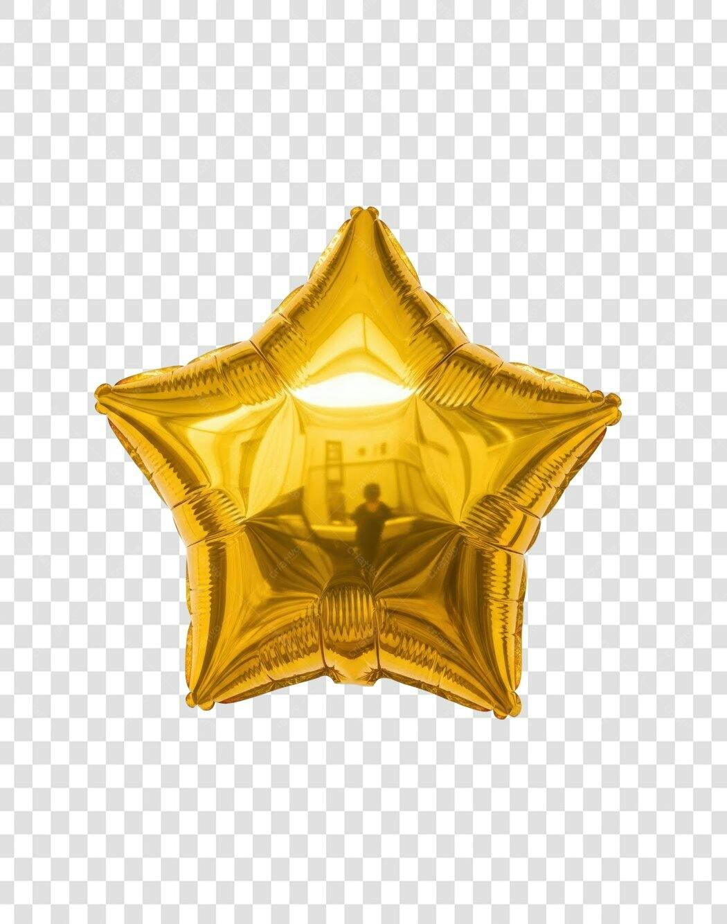 Balão Dourado Estrela para Celebração Festa Aniversário PNG com fundo transparente