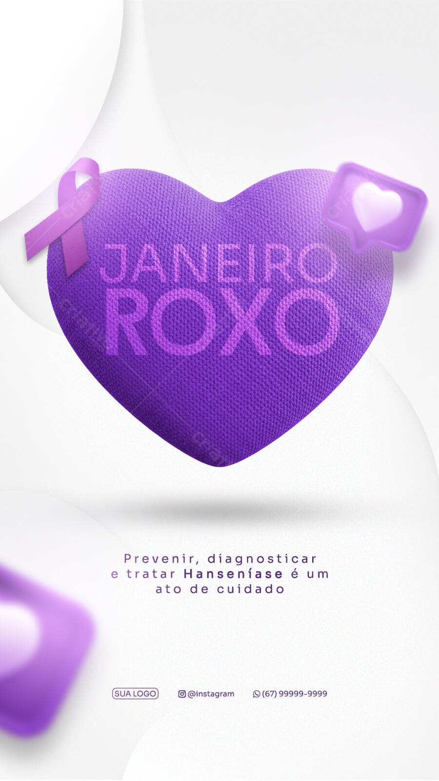 Flyer Janeiro Roxo Hanseníase PSD Editável