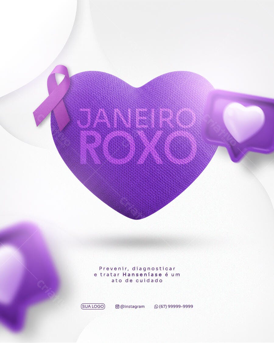 Post para Redes Sociais Janeiro Roxo Hanseníase PSD Editável