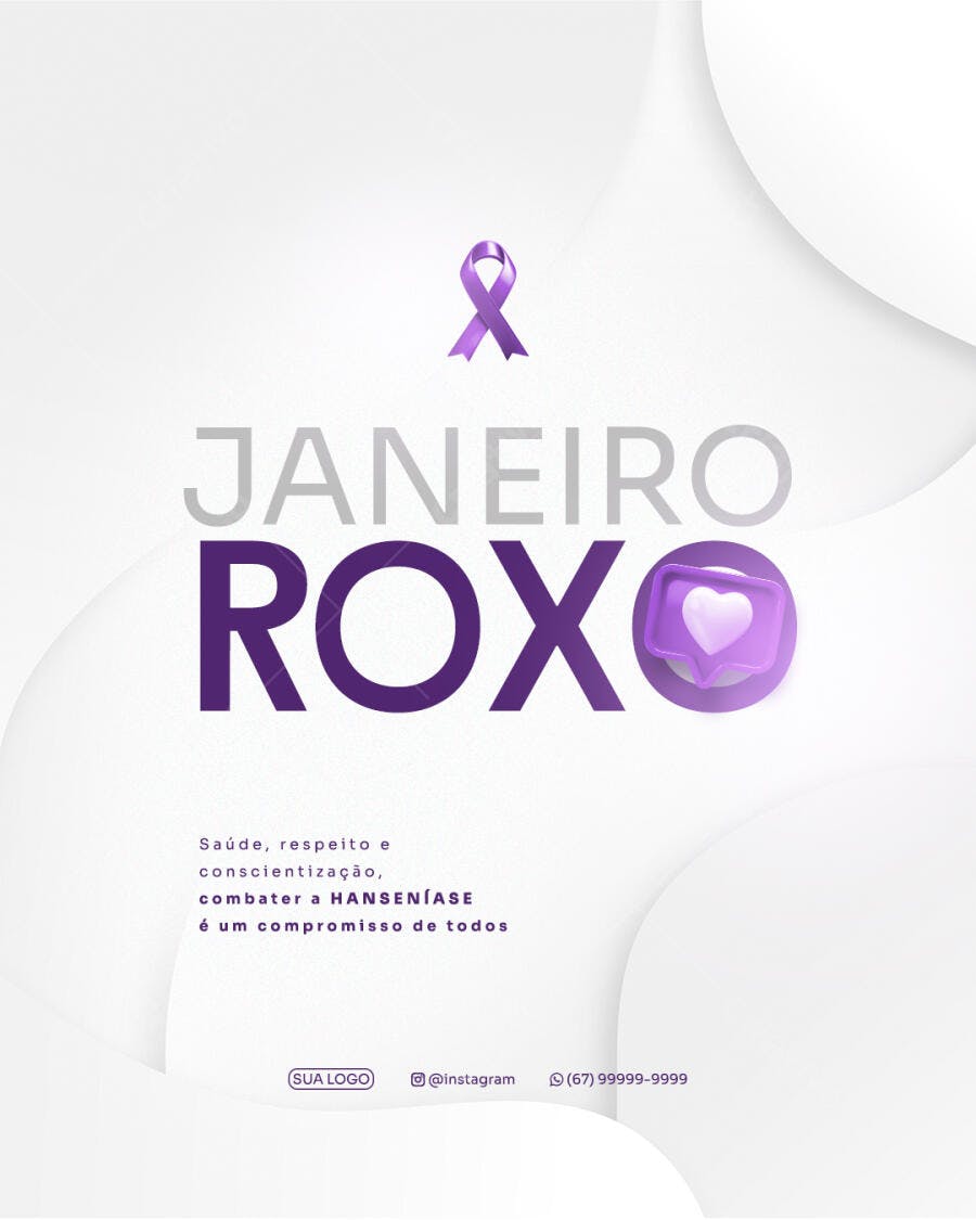 Flyer Janeiro Roxo Conscientização HansenÍase PSD Editável