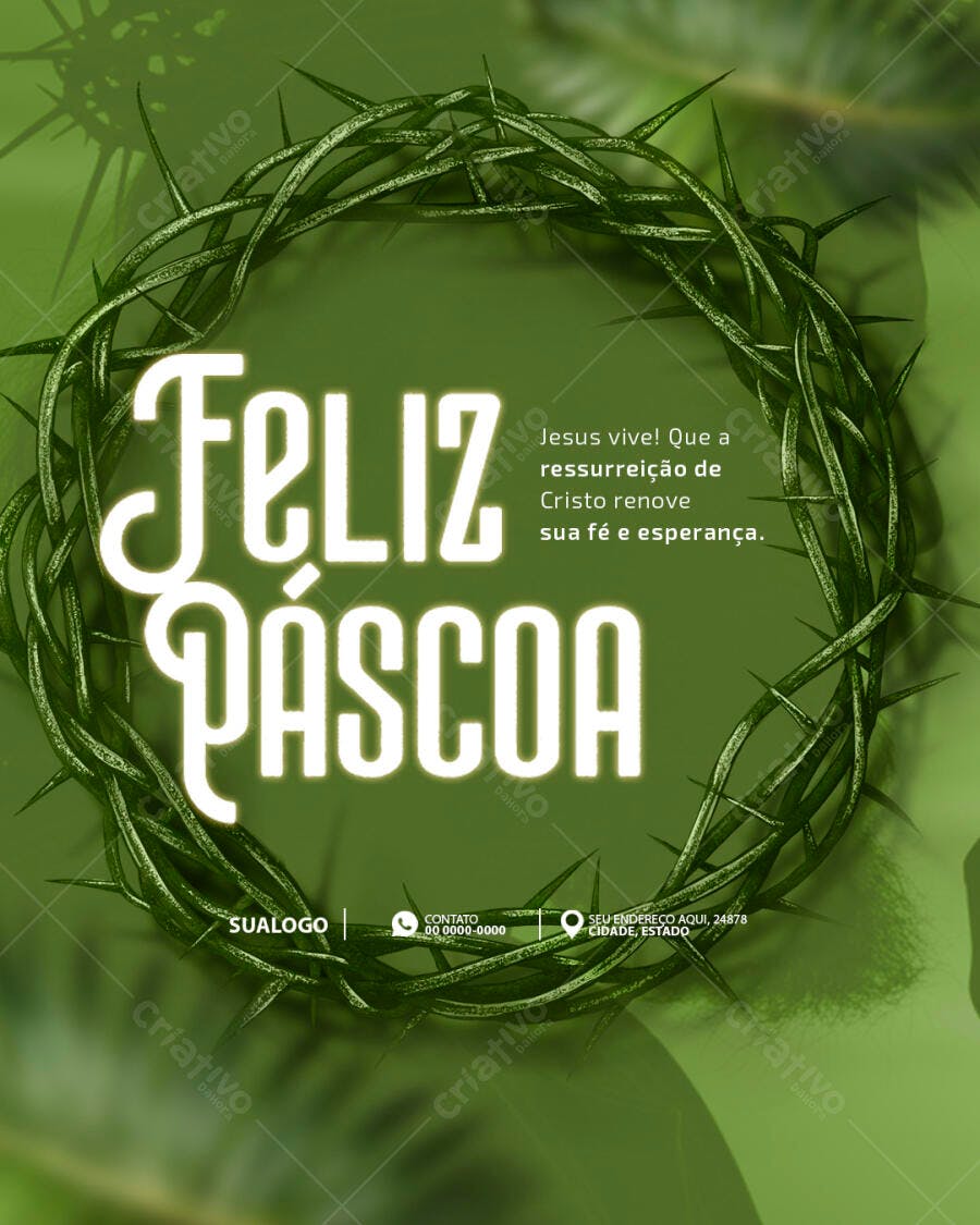 Flyer para Páscoa Religiosa Coroa de Espinhos PSD Editável