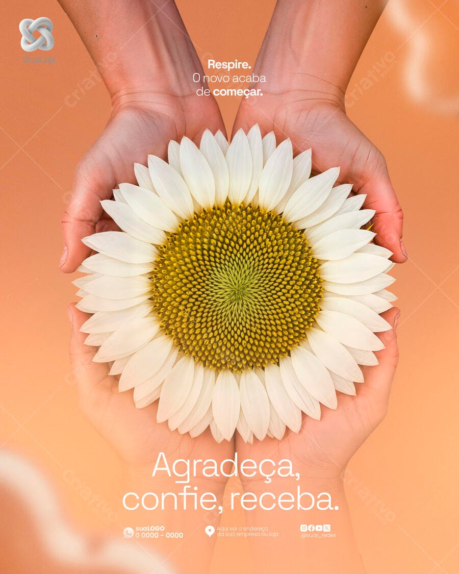Flyer de Mensagem Motivacional com Flor PSD Editável