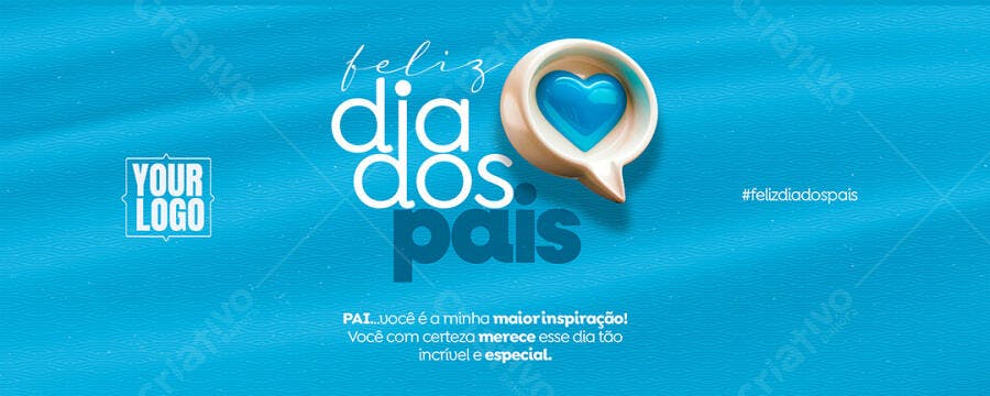 Flyer Feliz Dia dos Pais com Coração Azul PSD Editável