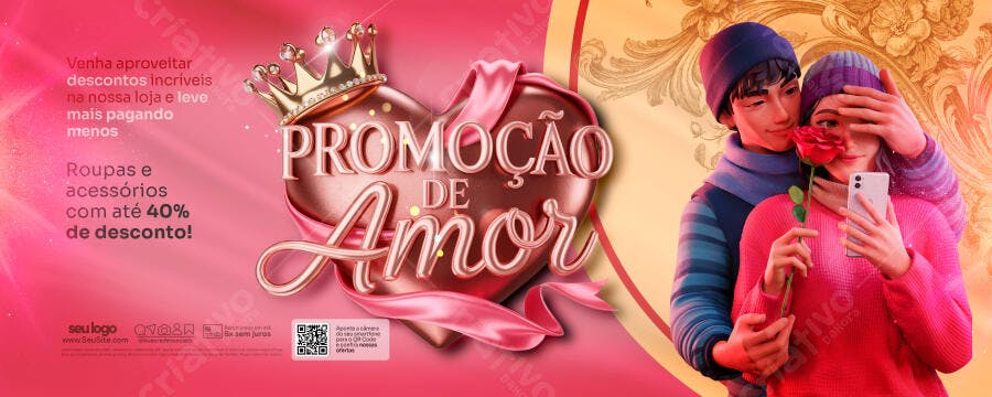 Banner Promocional de Amor com Casal Romântico PSD Editável