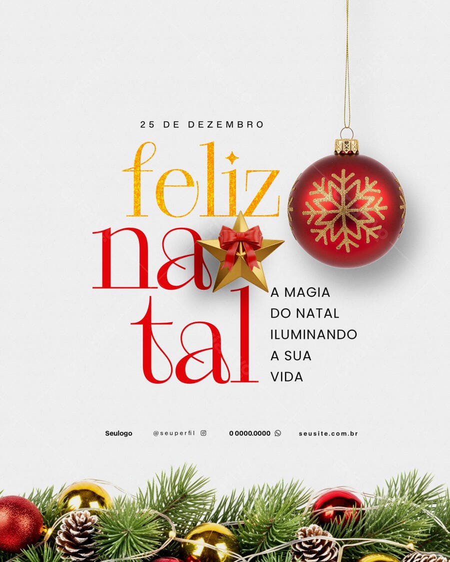 Flyer Feliz Natal Clássico PSD Editável