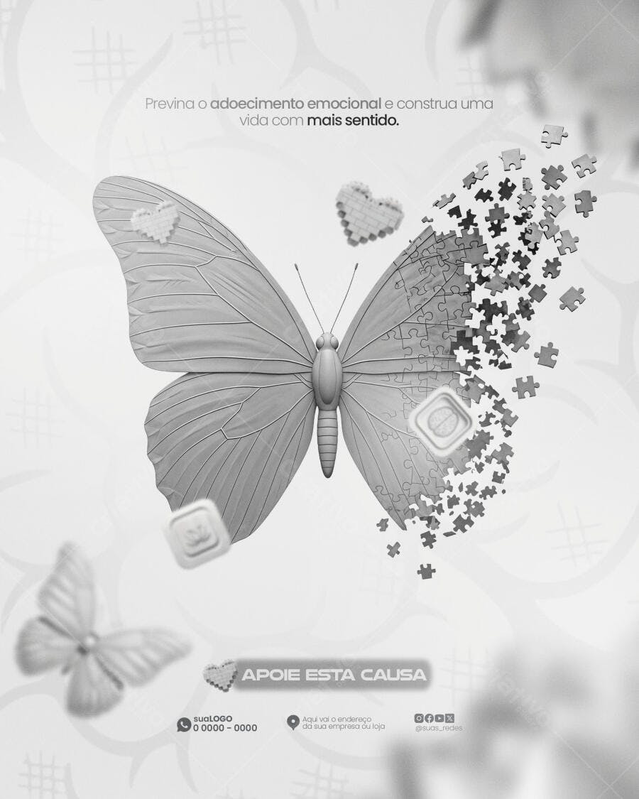 Flyer Digital para Conscientização Saúde Emocional PSD Editável