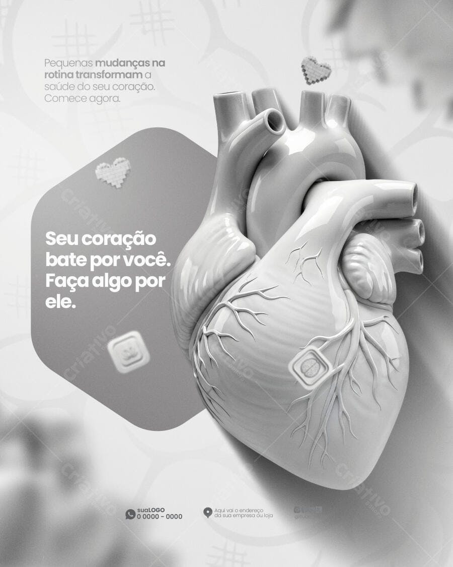 Flyer de Conscientização da Saúde do Coração PSD Editável