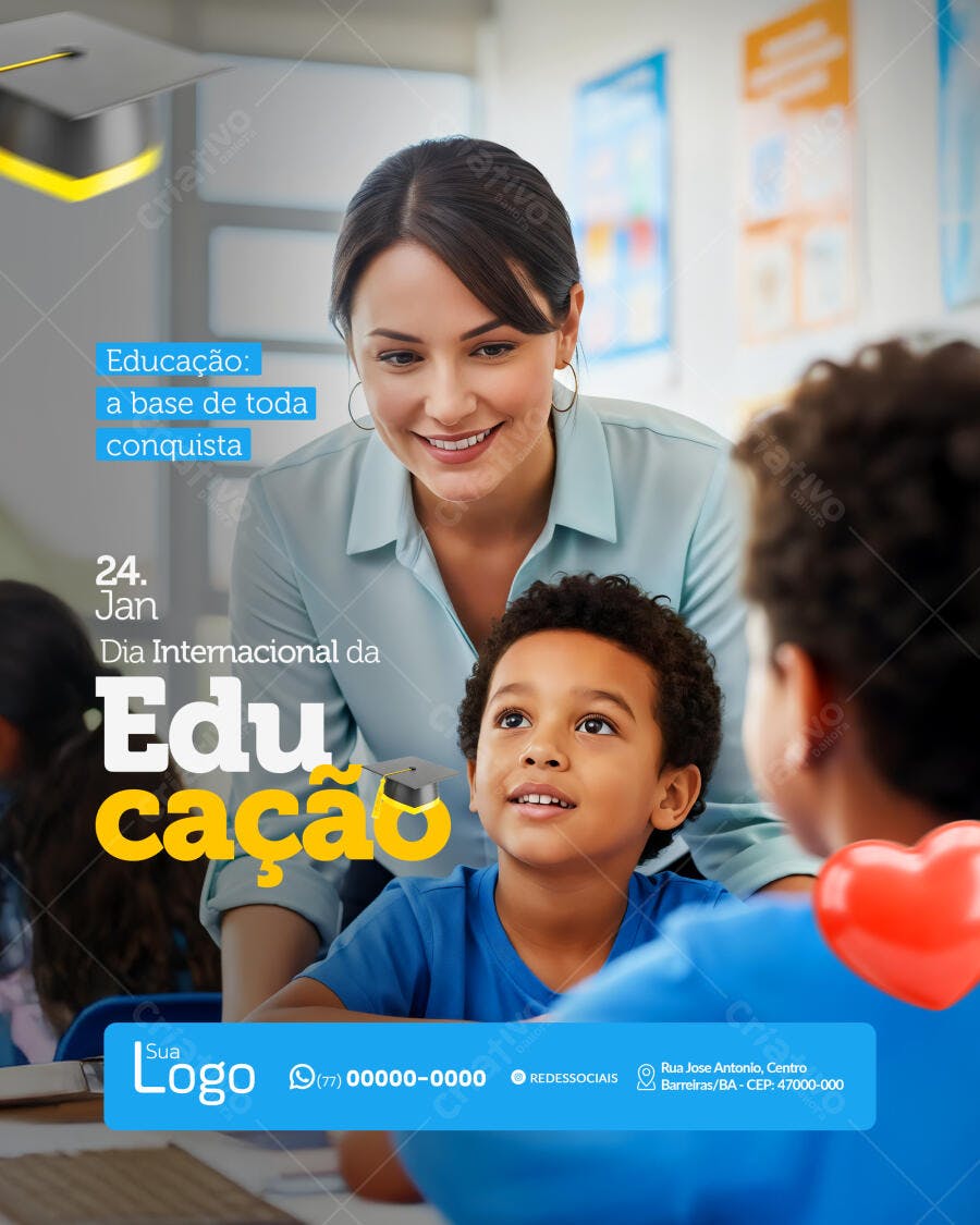 Flyer Dia Internacional da Educação PSD Editável