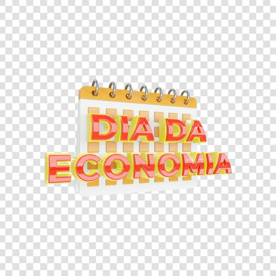 Ilustração 3D Dia da Economia Calendário Vermelho Amarelo PNG com fundo transparente