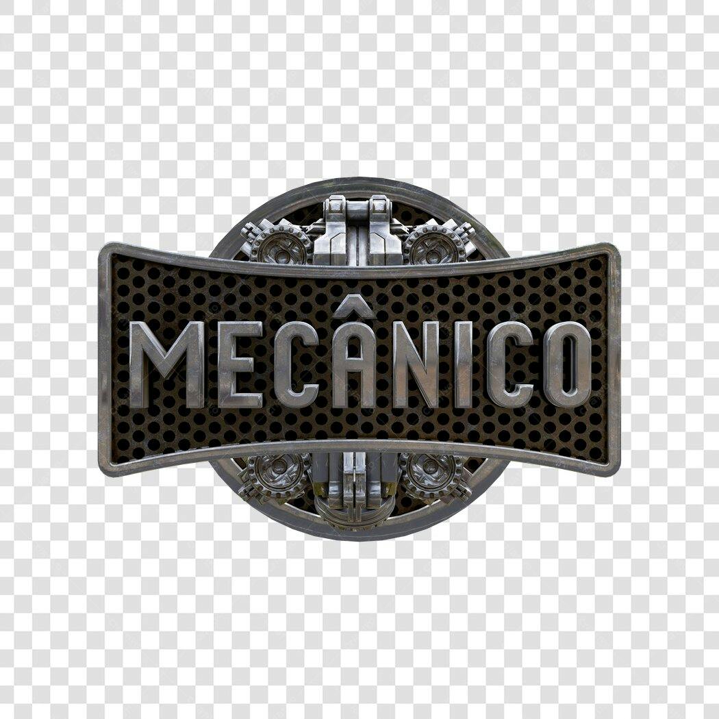 Letreiro Profissão Mecânico Metálico Engrenagens Estilo Industrial PNG com fundo transparente