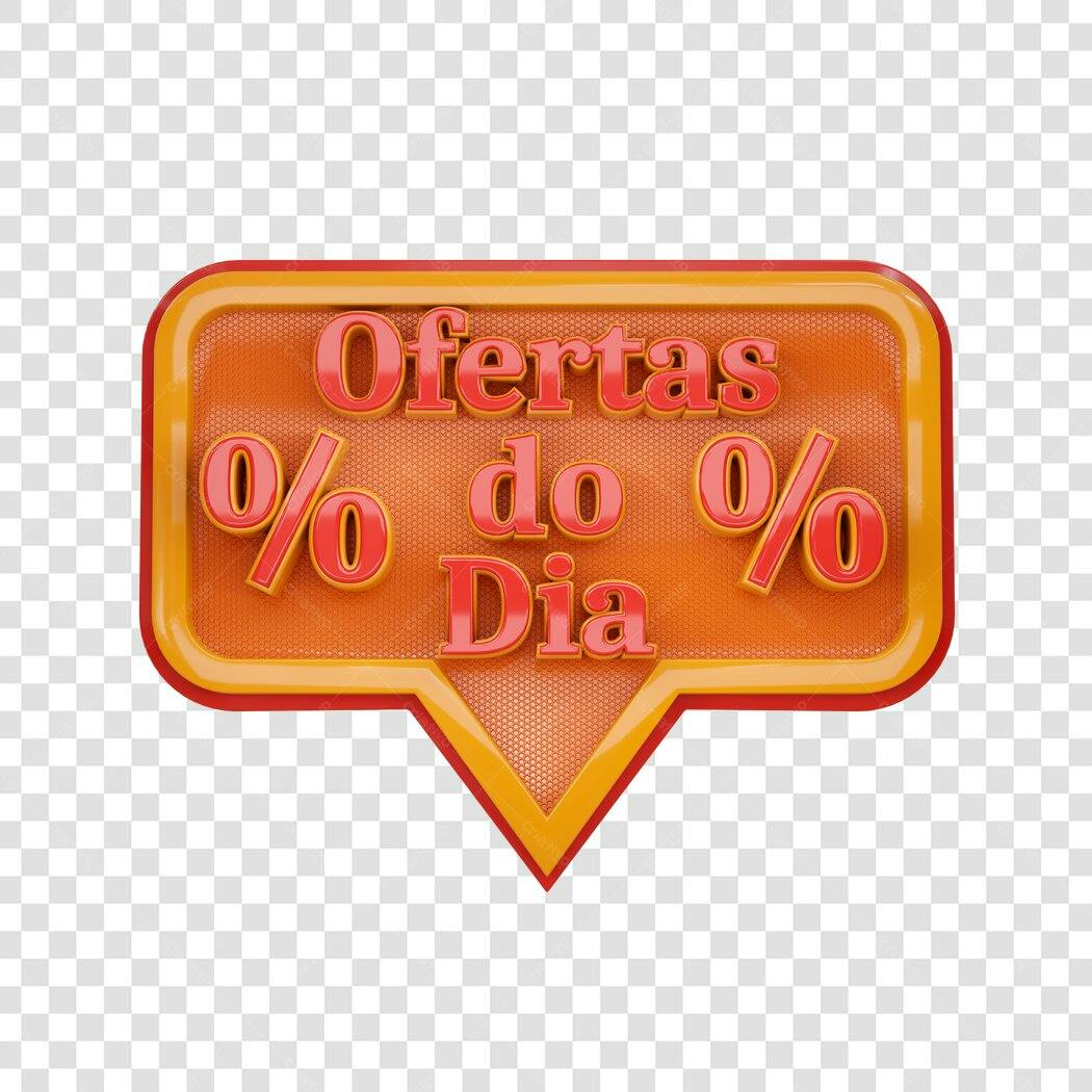 Balão de Promoção Ofertas do Dia Vermelho Laranja 3D PNG com fundo transparente