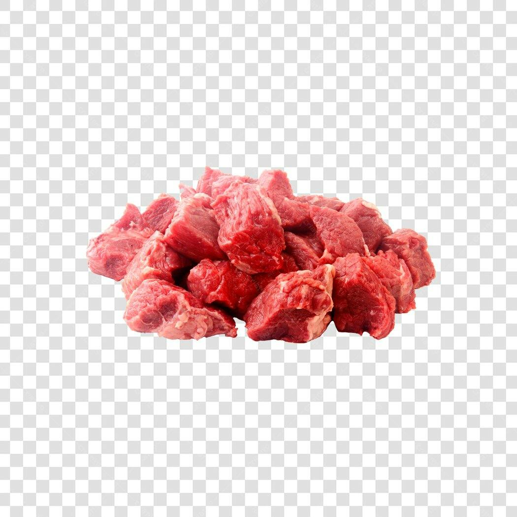 Cortes de Carne Bovina Vermelha em Cubos PNG com fundo transparente