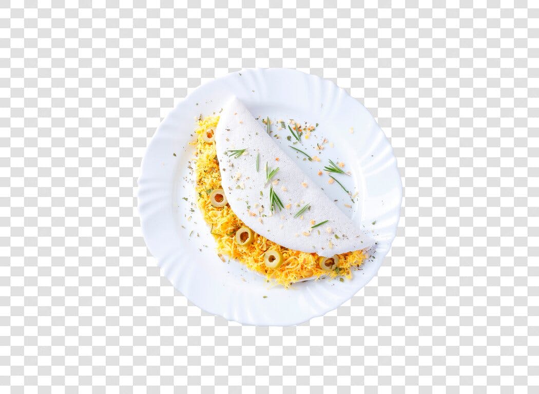 Tapioca de Frango Queijo Azeitonas Prato PNG com fundo transparente