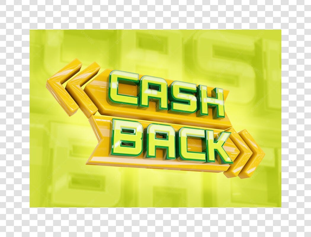 Selo Promocional Cashback Amarelo Verde 3D PNG com fundo transparente