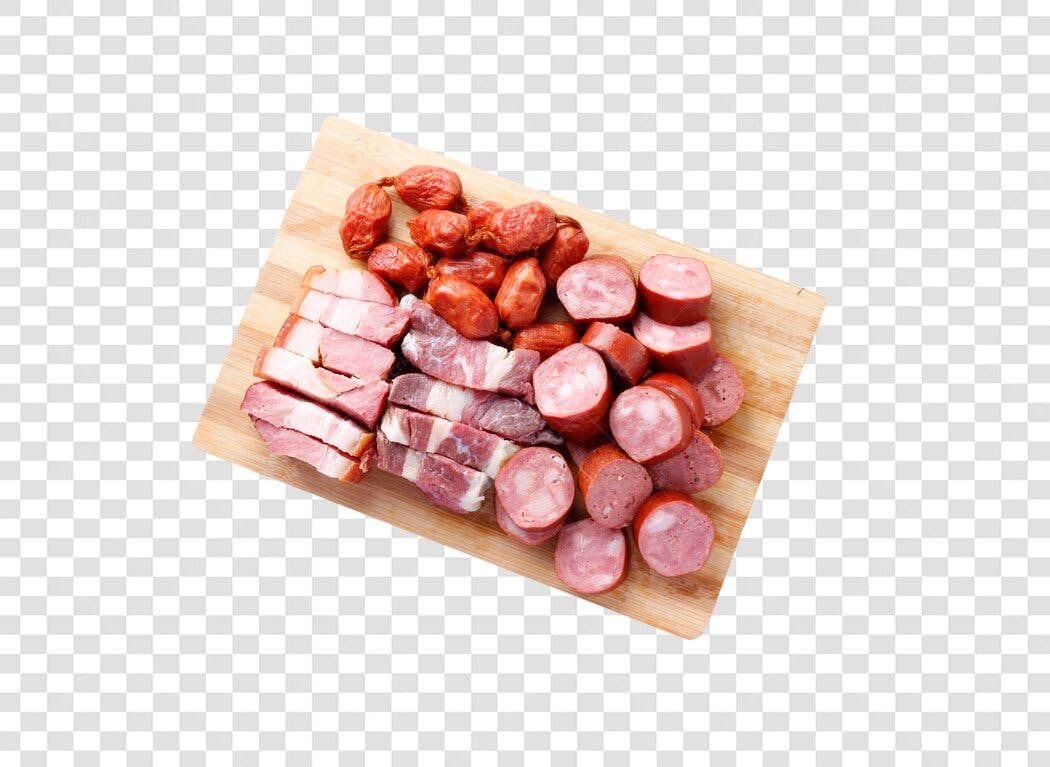 Foto de Charcutaria Variada Linguiça Bacon Salame PNG com fundo transparente