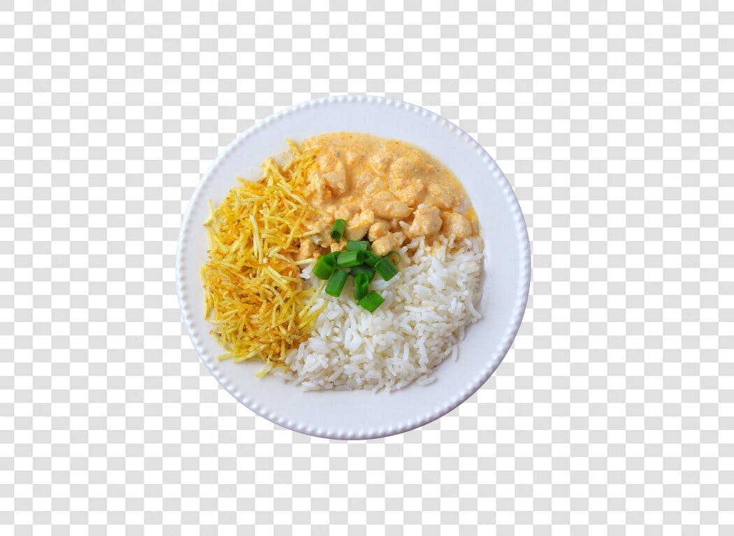 Imagem para Cardápio Strogonoff Frango Arroz Batata Palha PNG com fundo transparente