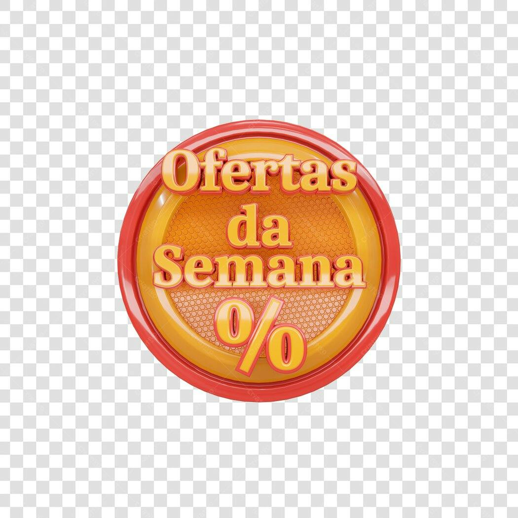 Selo de Ofertas da Semana Laranja Vermelho 3D PNG com fundo transparente