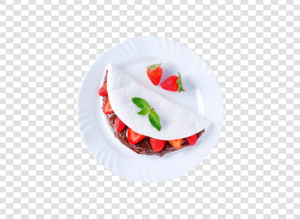 Gastronomia Tapioca Chocolate Morango Hortelã Prato PNG com fundo transparente