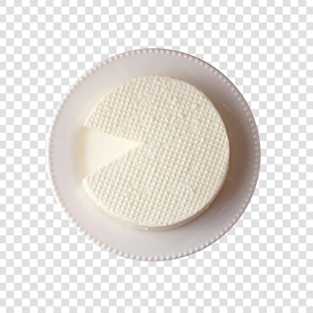 Elemento de Design Queijo Minas Frescal no Prato Branco PNG com fundo transparente