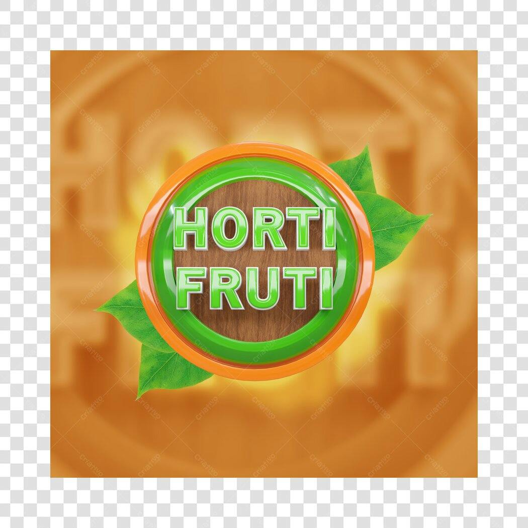 Selo Logotipo Hortifruti Fresco Natural Verde Laranja PNG com fundo transparente