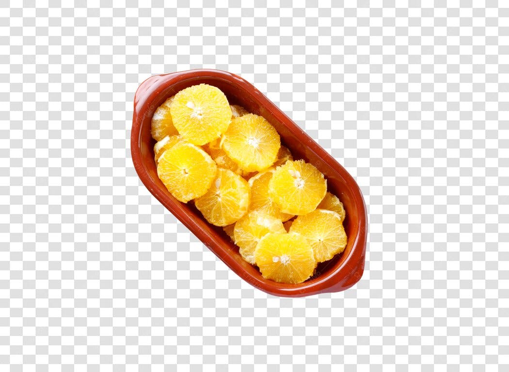 Tigela com Laranjas Fatiadas Frutas Cítricas Saudáveis PNG com fundo transparente