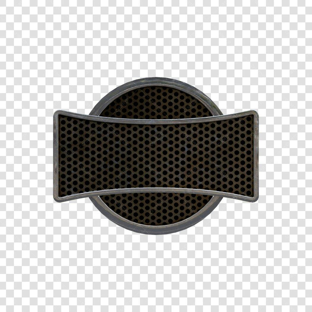 Emblema Oval Metálico Grade Perfurada Industrial PNG com fundo transparente