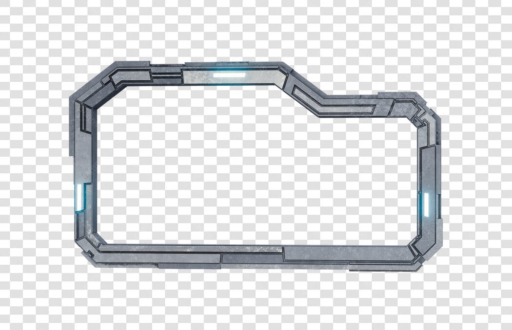 Moldura Digital Futurista UI Cinza e Azul Detalhes Luminosos PNG com fundo transparente