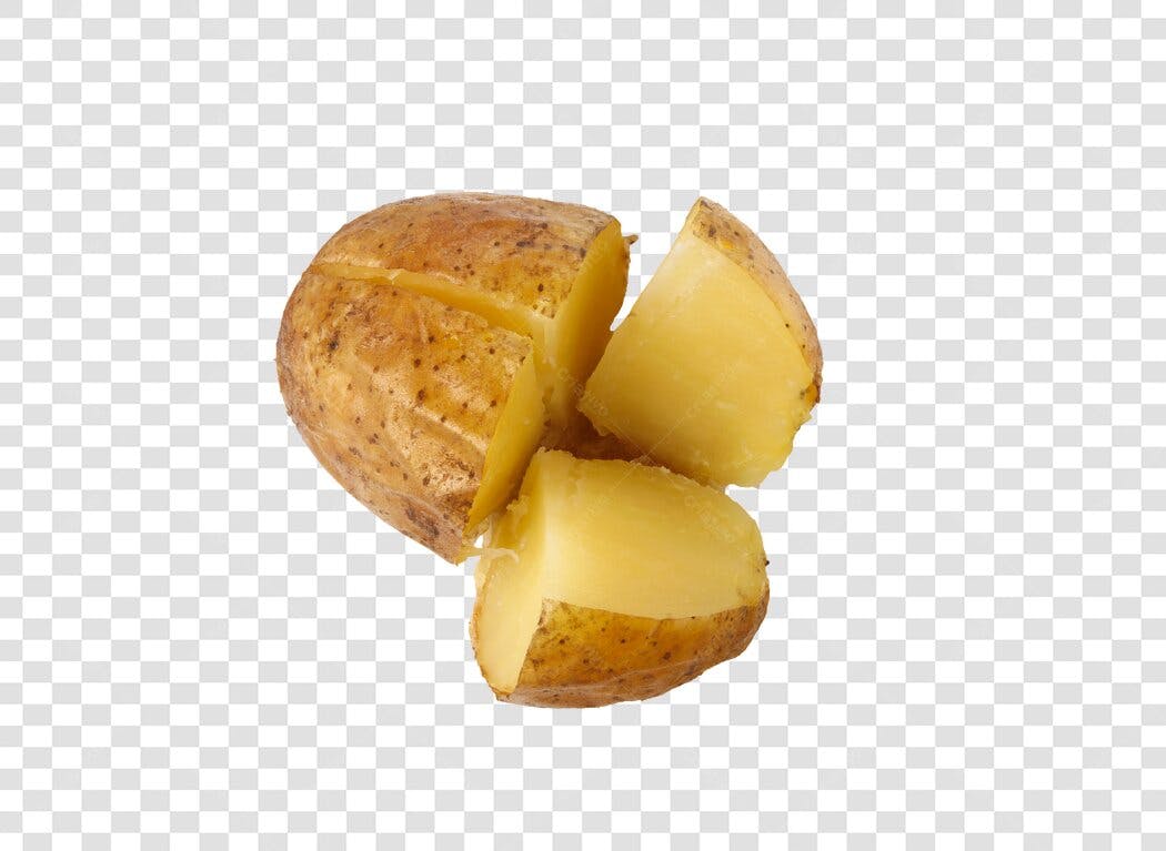Batata Cozida Cortada Alimento Amarelo Marrom PNG com fundo transparente