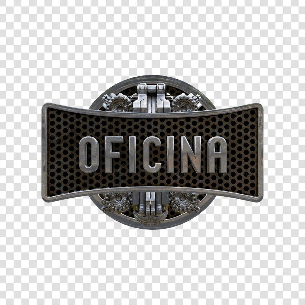 Letreiro Oficina Estilo Industrial Metálico PNG com fundo transparente